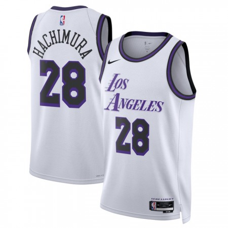 Dres Los Angeles Lakers 22 Rui Hachimura 28 Nike 2022-23 City Edition Bijela Swingman